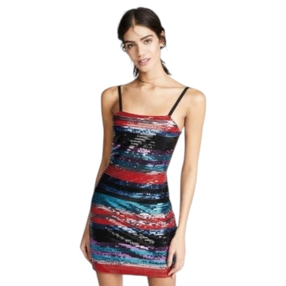 WAYF Multicolor Sequin Mini Dress Bodycon Pink Red Sz S M Party Event Vacation